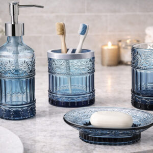 accessoires de salle de bain en verre mosaïque 4 pièces