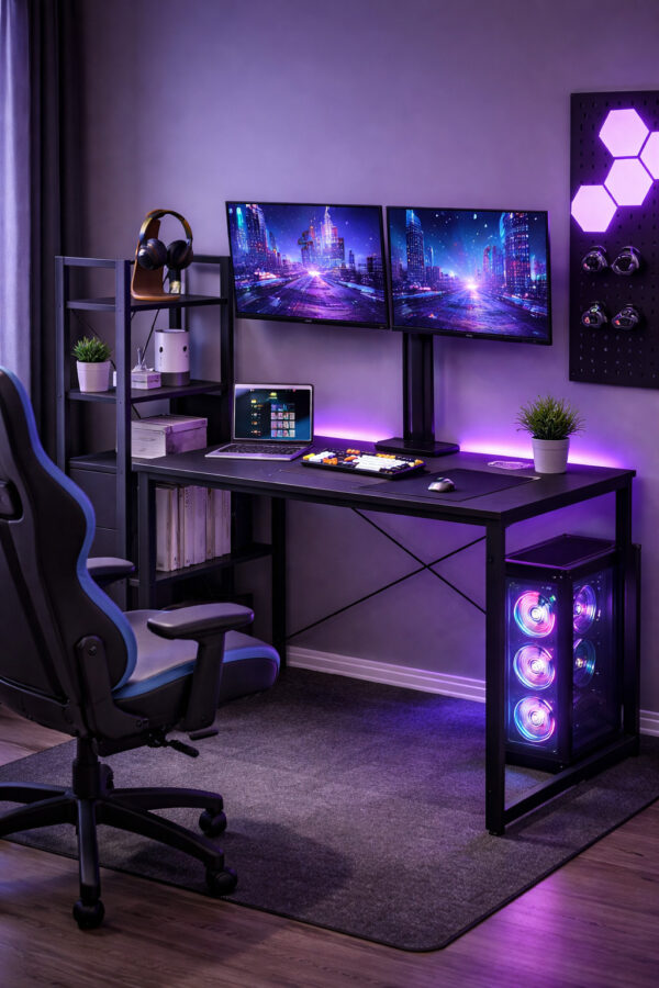 Bureau avec Étagères Réversible – Image 3