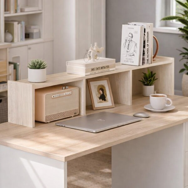 Bureau Ordinateur avec 2 Tiroirs et Étagères – Image 3