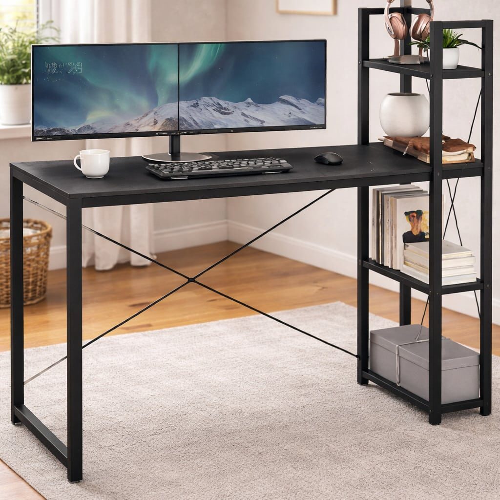 Bureau avec Étagères Réversible