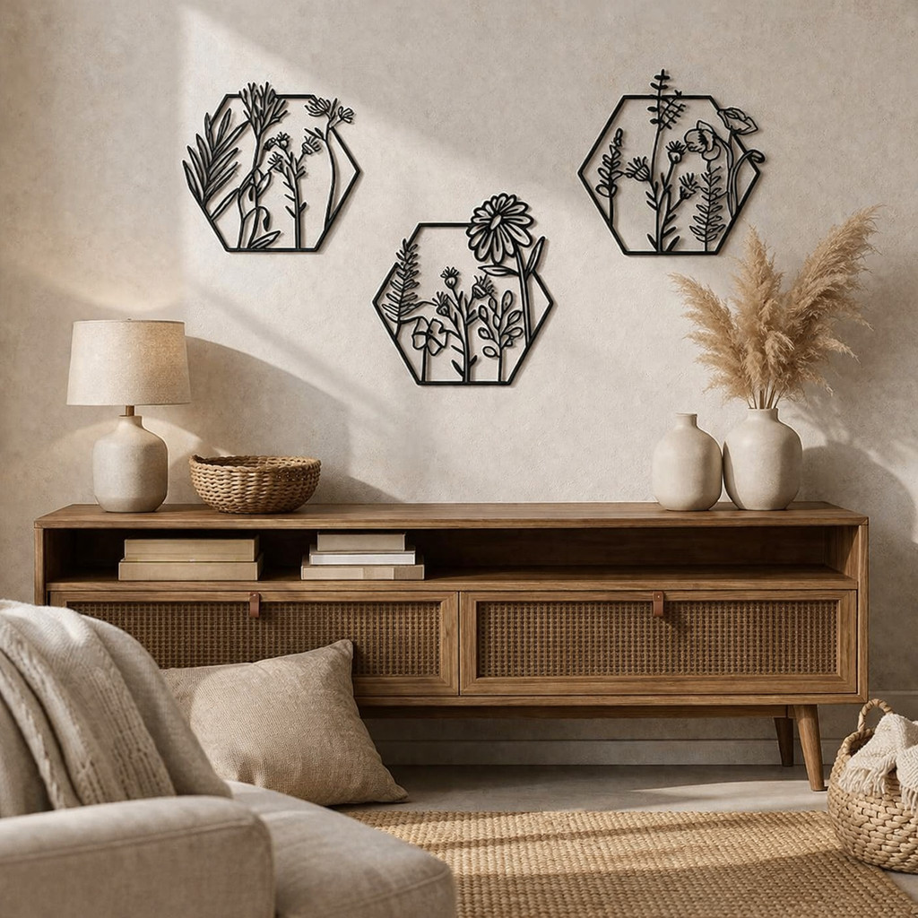 Lot de 3 sculptures murales fer forgé