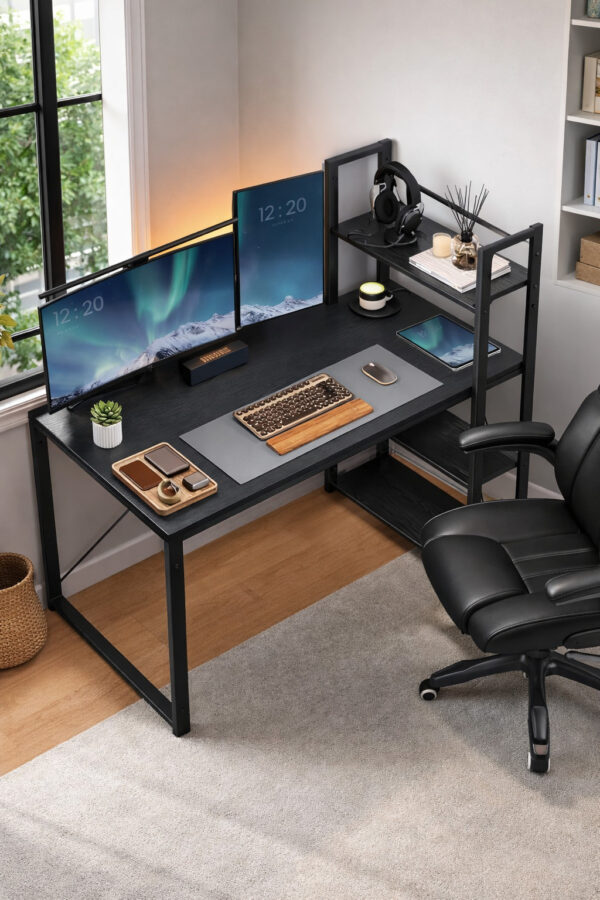 Bureau avec Étagères Réversible – Image 2
