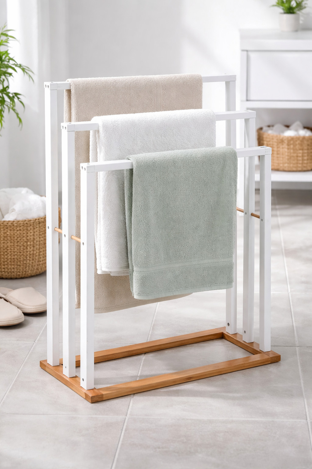 Porte-Serviettes sur Pieds naturéo Blanc