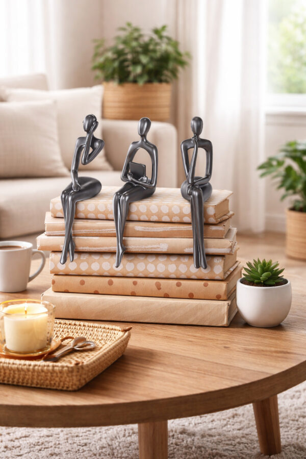 Lot de 3 statues de penseur – Image 3