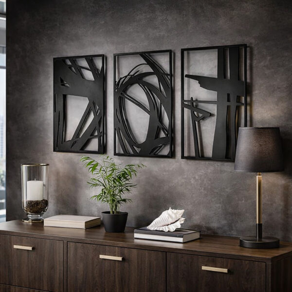 Lot de 3 sculptures murales fer forgé contemporain – Image 2