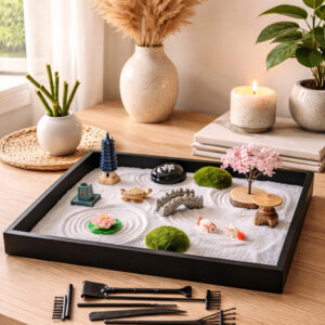 Jardin zen en bois noir