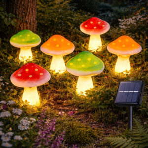 Décorations solaires de jardin à 6 LED champignon