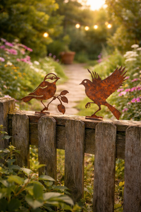 6 pièces Oiseaux decoratifs, Oiseaux rouillés – Image 2
