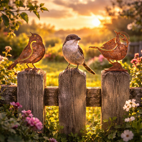 6 pièces Oiseaux decoratifs, Oiseaux rouillés – Image 4