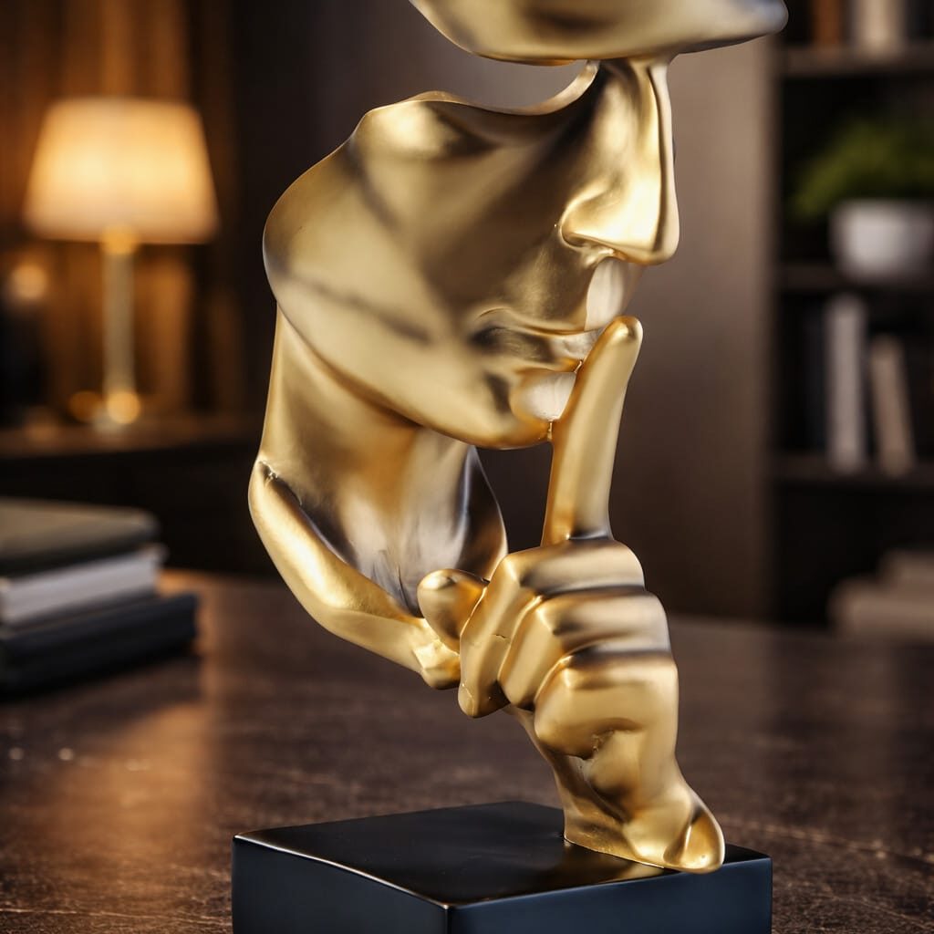 Silence is Golden sculpture dorée
