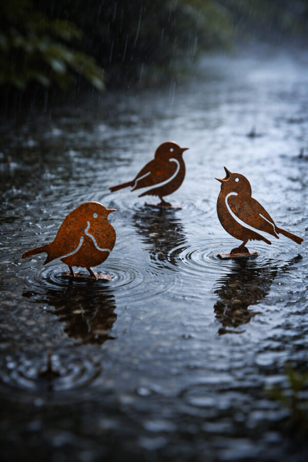 6 pièces Oiseaux decoratifs, Oiseaux rouillés – Image 3