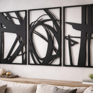 Lot de 3 sculptures murales fer forgé contemporain