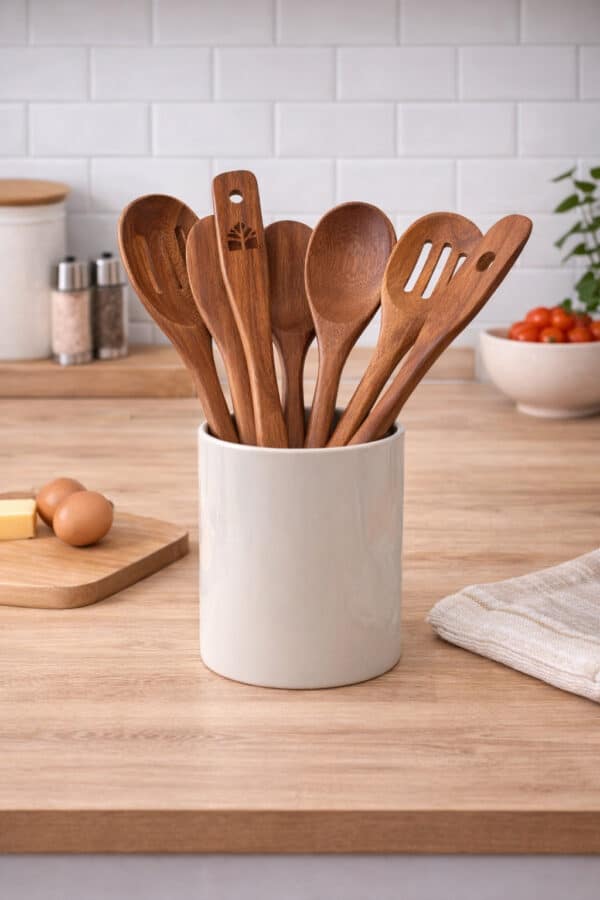 Ustensiles cuisine bois premium teck 12 pièces – Image 2
