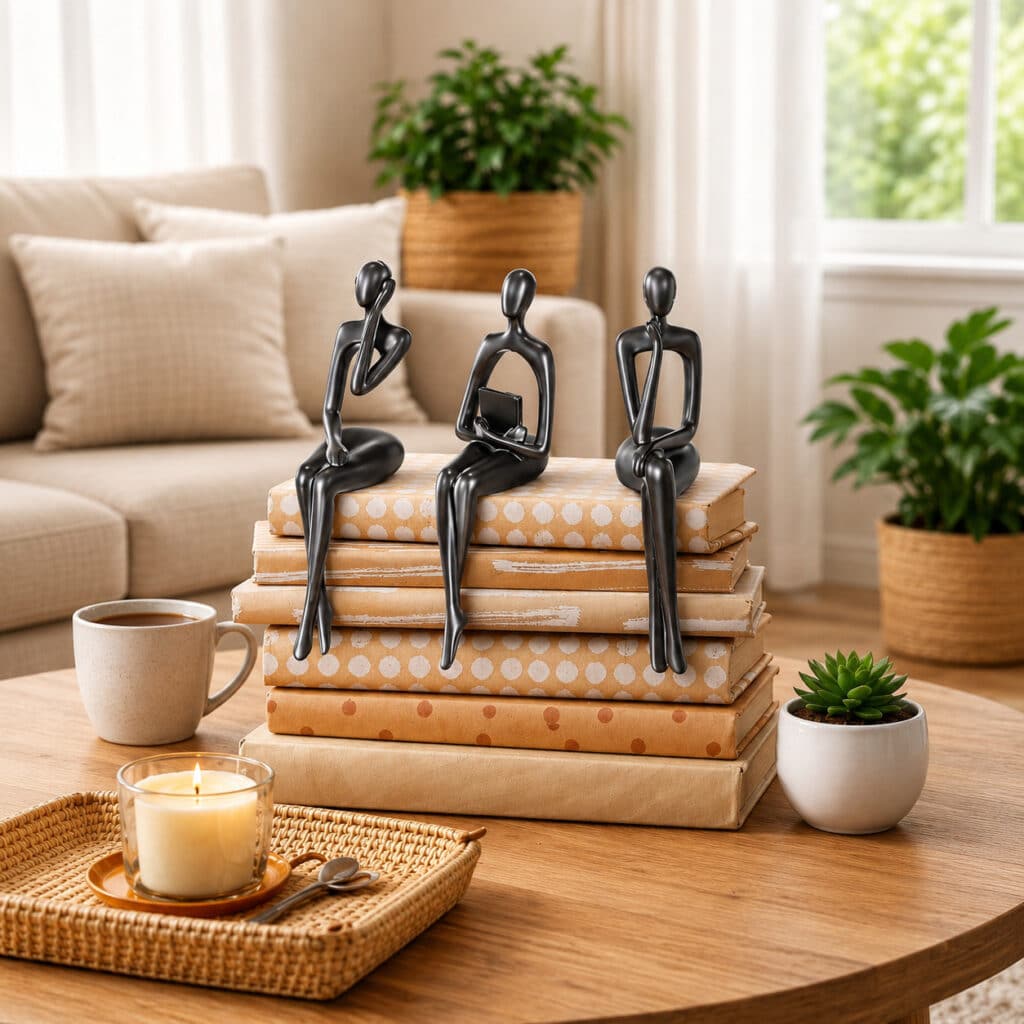 Lot de 3 statues de penseur – Image 3