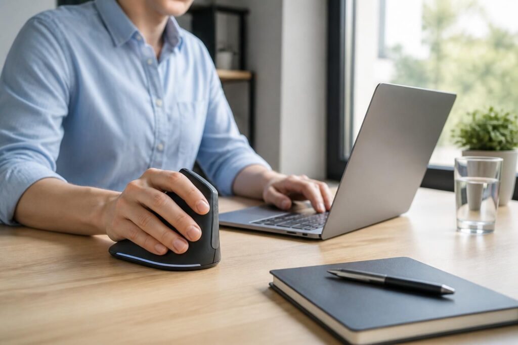 découvrez comment l'utilisation d'une souris verticale peut aider à prévenir le syndrome du canal carpien en réduisant la tension sur le poignet et en améliorant le confort lors de l'utilisation informatique.