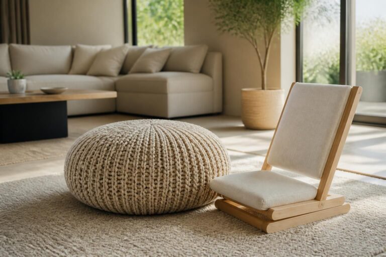 découvrez comment l'ajout d'une assise d'appoint nomade dépend de l'utilisation d'un pouf tricoté, alliant praticité et style pour un confort optimal.