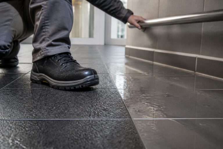 découvrez comment le choix d'un carrelage de sol antidérapant peut réduire efficacement les risques de chutes sur sol mouillé et améliorer la sécurité dans vos espaces.