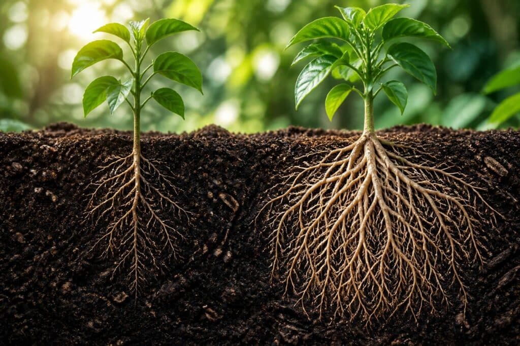 découvrez comment le terreau universel enrichi favorise un développement rapide et sain du système racinaire des plantes, améliorant ainsi leur croissance et vitalité.