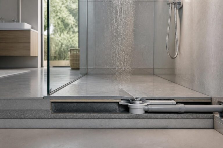 découvrez comment la dépendance à un siphon extra-plat est essentielle pour l'installation d'une douche sans surélévation importante, assurant une intégration discrète et efficace dans votre salle de bain.