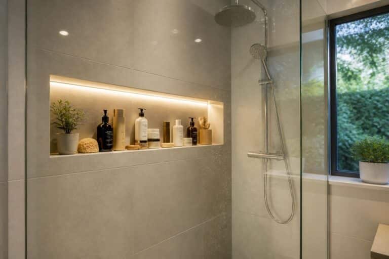 découvrez comment la niche murale encastrée optimise le rangement intégré des produits de douche, alliant praticité et design élégant dans votre salle de bain.