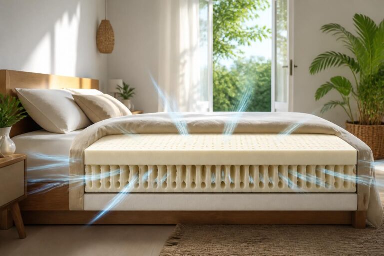 découvrez comment un matelas en latex naturel améliore la ventilation naturelle de votre literie, assurant un sommeil frais et sain.