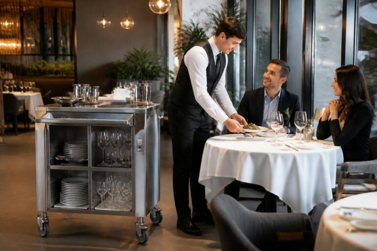 découvrez comment la liaison directe entre le chariot de desserte et la flexibilité du service à table améliore l'efficacité et l'expérience client en restauration.
