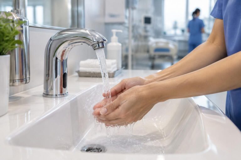 découvrez comment le robinet à détection automatique limite les contacts manuels et réduit les risques de contamination croisée pour une meilleure hygiène.
