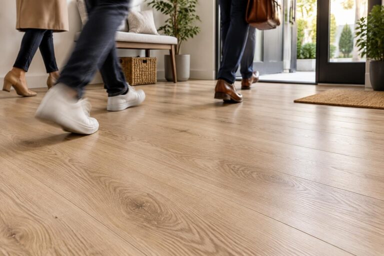 découvrez comment un sol stratifié effet chêne résiste aux passages fréquents et aux rayures pour préserver son aspect au quotidien.