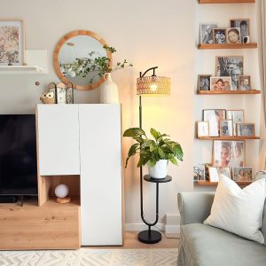 Lampadaire Vintage avec Étagères