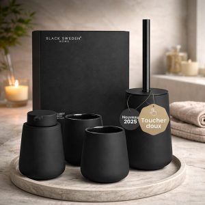 Accessoires de bain noirs élégants