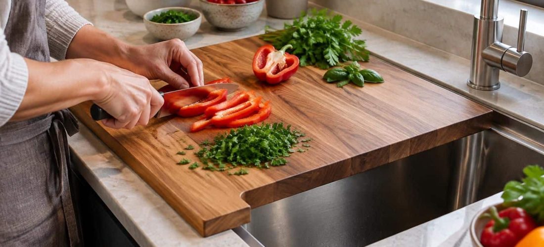 découvrez comment une planche à découper sur mesure agrandit votre surface de préparation et optimise l’espace dans votre cuisine.