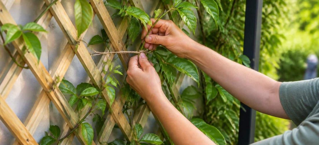 découvrez comment installer un treillage en croisillons sur un support vertical pour soutenir efficacement vos plantes grimpantes et embellir votre jardin.