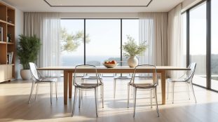 découvrez comment la transparence des chaises en polycarbonate apporte un allègement visuel élégant à votre salle à manger, créant un espace moderne et lumineux.