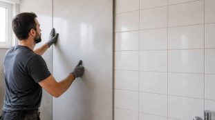 découvrez les avantages de l'association entre le panneau mural étanche et une rénovation rapide, sans avoir à retirer l'ancien carrelage, pour un gain de temps et une efficacité optimale.