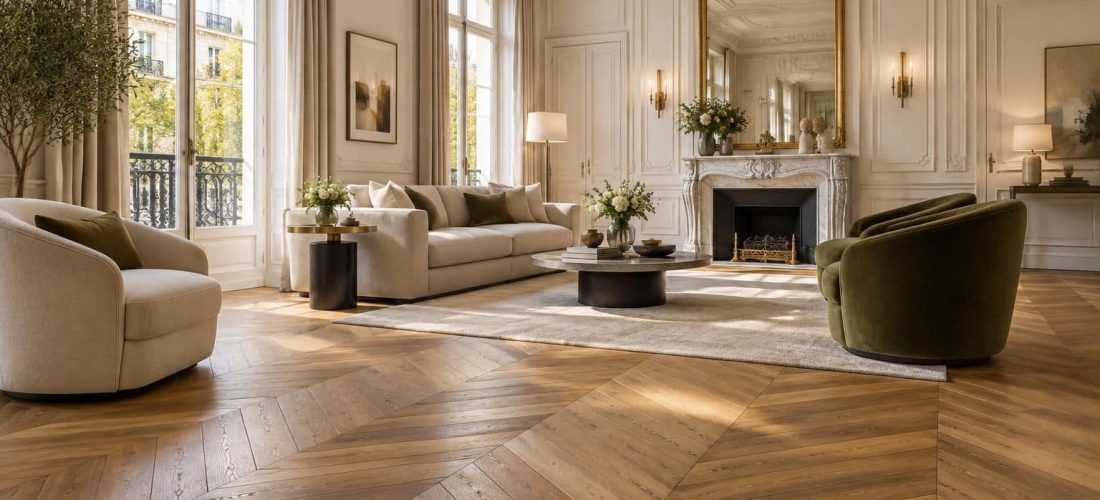 découvrez comment le parquet à chevrons apporte chaleur, caractère et élégance classique haussmannienne à votre intérieur.