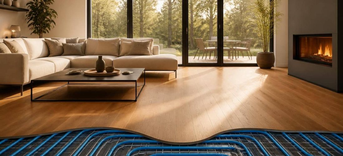 découvrez les avantages de l'association entre le plancher chauffant rafraîchissant et la diffusion d'une chaleur douce et uniforme pour un confort optimal toute l'année.