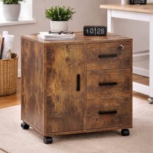 Cabinet en bois rustique dans un bureau