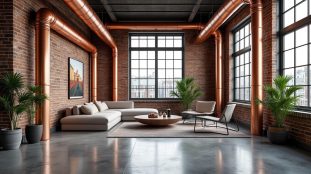 découvrez le caractère industriel unique du loft urbain, sublimé par l'exposition élégante des tuyauteries en cuivre pour un style authentique et moderne.
