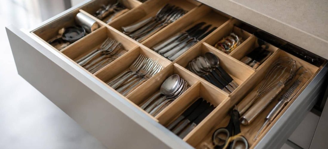 découvrez comment un range-couverts modulable peut optimiser l'organisation logique de vos tiroirs, facilitant l'accès et le rangement de vos ustensiles de cuisine.