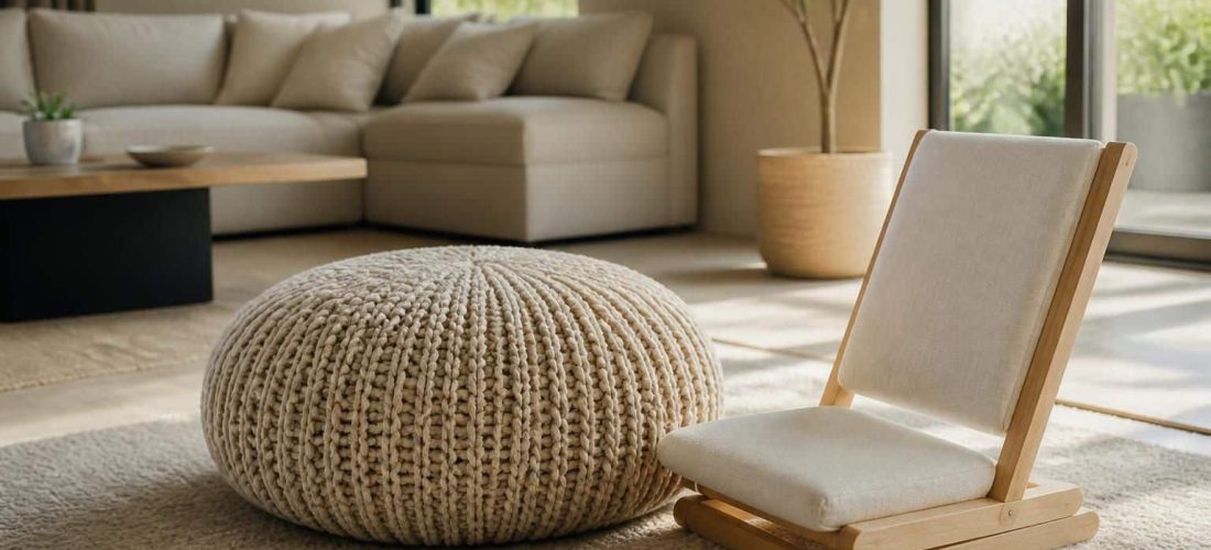 découvrez comment l'ajout d'une assise d'appoint nomade dépend de l'utilisation d'un pouf tricoté, alliant praticité et style pour un confort optimal.