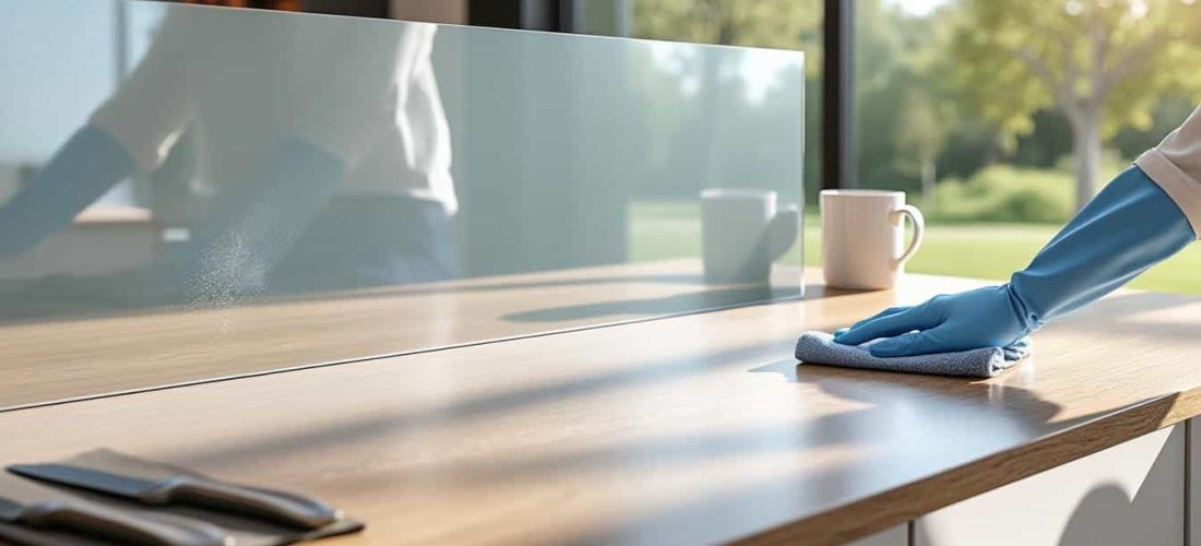 découvrez comment la surface lisse de la crédence en verre facilite le nettoyage de votre espace repas pour un entretien simple et rapide.