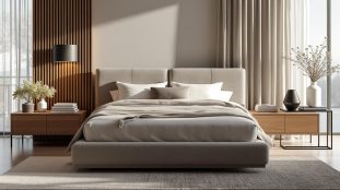 découvrez comment harmoniser votre suite parentale en choisissant des tables de chevet asymétriques pour un style structuré et unique.