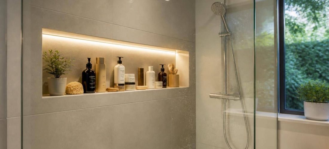 découvrez comment la niche murale encastrée optimise le rangement intégré des produits de douche, alliant praticité et design élégant dans votre salle de bain.