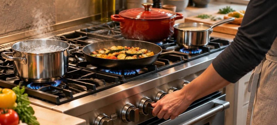 découvrez comment la liaison directe avec votre piano de cuisson facilite la gestion simultanée de plusieurs cuissons, avec précision et fluidité.