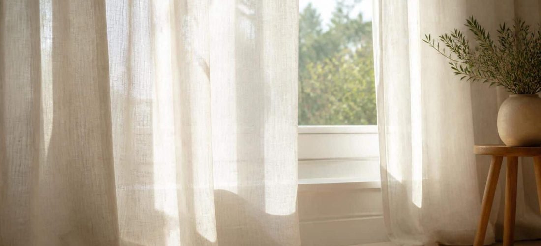 découvrez comment les voilages en lin offrent une liaison directe entre élégance naturelle et filtration douce pour atténuer la lumière éblouissante, créant une ambiance lumineuse et apaisante.
