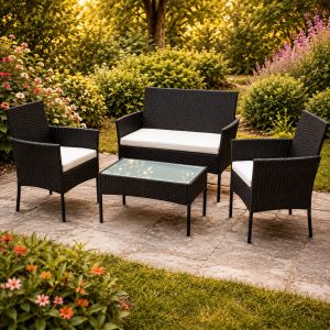 Mobilier de patio au coucher du soleil