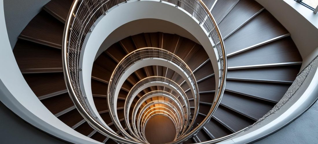 assurez la sécurité de votre escalier en colimaçon grâce à l'installation d'un garde-corps en filet tendu, alliant protection et élégance.