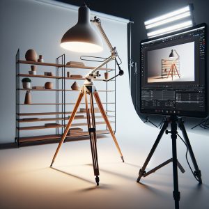 OUTON Lampadaire Trépied avec Étagères